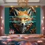 FOX Face Golden Frame Artistic
  Digital Wall Art Decor _111 - Image 2