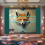 FOX Face Golden Frame Artistic
Digital Wall Art Decor _114 - Image 2