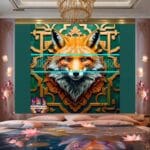 FOX Face Golden Frame Artistic
Digital Wall Art Decor _116 - Image 2