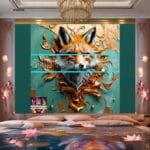 FOX Face Golden Frame Artistic
Digital Wall Art Decor _117 - Image 2