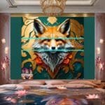 FOX Face Golden Frame Artistic
  Digital Wall Art Decor _122 - Image 2