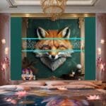 FOX Face Golden Frame Artistic
  Digital Wall Art Decor _126 - Image 2