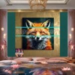 FOX Face Golden Frame Artistic
  Digital Wall Art Decor _128 - Image 2
