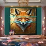 FOX Face Golden Frame Artistic
  Digital Wall Art Decor _130 - Image 2