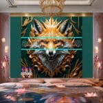 FOX Face Golden Frame Artistic
Digital Wall Art Decor _132 - Image 2