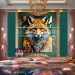 FOX Face Golden Frame Artistic
  Digital Wall Art Decor _133 - Image 2
