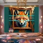 FOX Face Golden Frame Artistic
Digital Wall Art Decor _134 - Image 2