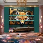 FOX Face Golden Frame Artistic
Digital Wall Art Decor _135 - Image 2