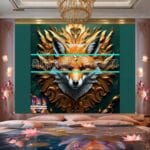 FOX Face Golden Frame Artistic
Digital Wall Art Decor _136 - Image 2