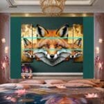 FOX Face Golden Frame Artistic
  Digital Wall Art Decor _18 - Image 2