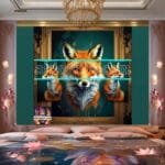 FOX Face Golden Frame Artistic
  Digital Wall Art Decor _22 - Image 3