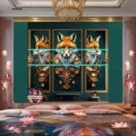 FOX Face Golden Frame Artistic
  Digital Wall Art Decor _24 - Image 2