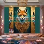 FOX Face Golden Frame Artistic
  Digital Wall Art Decor _25 - Image 2
