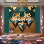 FOX Face Golden Frame Artistic
  Digital Wall Art Decor _30 - Image 2