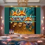 FOX Face Golden Frame Artistic
Digital Wall Art Decor _31 - Image 2