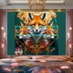 FOX Face Golden Frame Artistic
  Digital Wall Art Decor _33 - Image 2