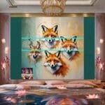 FOX Face Golden Frame Artistic
  Digital Wall Art Decor _34 - Image 2