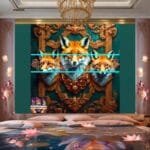 FOX Face Golden Frame Artistic
  Digital Wall Art Decor _35 - Image 2