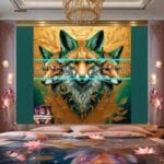FOX Face Golden Frame Artistic
Digital Wall Art Decor _38 - Image 2