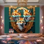 FOX Face Golden Frame Artistic
Digital Wall Art Decor _41 - Image 2