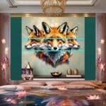 FOX Face Golden Frame Artistic
  Digital Wall Art Decor _45 - Image 2