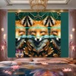 FOX Face Golden Frame Artistic
  Digital Wall Art Decor _47 - Image 2