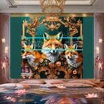 FOX Face Golden Frame Artistic
  Digital Wall Art Decor _50 - Image 2