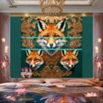 FOX Face Golden Frame Artistic
  Digital Wall Art Decor _53 - Image 2