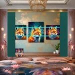 FOX Face Golden Frame Artistic
  Digital Wall Art Decor _62 - Image 2