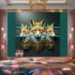 FOX Face Golden Frame Artistic
  Digital Wall Art Decor _63 - Image 2