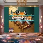 FOX Face Golden Frame Artistic
Digital Wall Art Decor _07 - Image 2