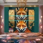 FOX Face Golden Frame Artistic
  Digital Wall Art Decor _72 - Image 2
