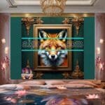 FOX Face Golden Frame Artistic
  Digital Wall Art Decor _75 - Image 2