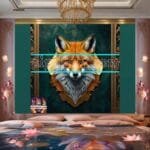 FOX Face Golden Frame Artistic
  Digital Wall Art Decor _76 - Image 2
