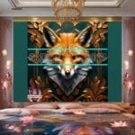 FOX Face Golden Frame Artistic
Digital Wall Art Decor _78 - Image 2