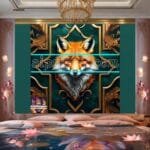 FOX Face Golden Frame Artistic
  Digital Wall Art Decor _80 - Image 2