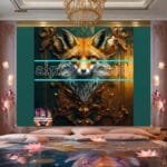 FOX Face Golden Frame Artistic
  Digital Wall Art Decor _83 - Image 2