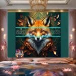 FOX Face Golden Frame Artistic
  Digital Wall Art Decor _84 - Image 2