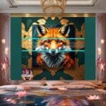 FOX Face Golden Frame Artistic
  Digital Wall Art Decor _88 - Image 2