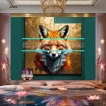 FOX Face Golden Frame Artistic
Digital Wall Art Decor _97 - Image 2