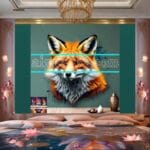 FOX Face Golden Frame Artistic
Digital Wall Art Decor _98 - Image 2
