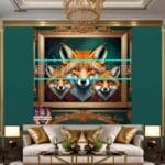 FOX Face Golden Frame Artistic
Digital Wall Art Decor _10 - Image 3