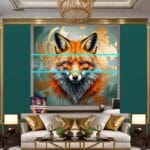 FOX Face Golden Frame Artistic
Digital Wall Art Decor _104 - Image 3