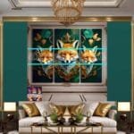 FOX Face Golden Frame Artistic
  Digital Wall Art Decor _11 - Image 3