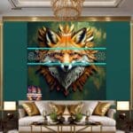 FOX Face Golden Frame Artistic
Digital Wall Art Decor _110 - Image 3