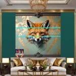 FOX Face Golden Frame Artistic
Digital Wall Art Decor _114 - Image 3