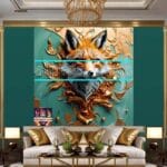 FOX Face Golden Frame Artistic
Digital Wall Art Decor _117 - Image 3