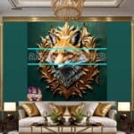 FOX Face Golden Frame Artistic
Digital Wall Art Decor _118 - Image 3
