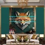 FOX Face Golden Frame Artistic
  Digital Wall Art Decor _126 - Image 3
