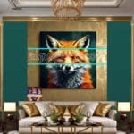 FOX Face Golden Frame Artistic
  Digital Wall Art Decor _128 - Image 3